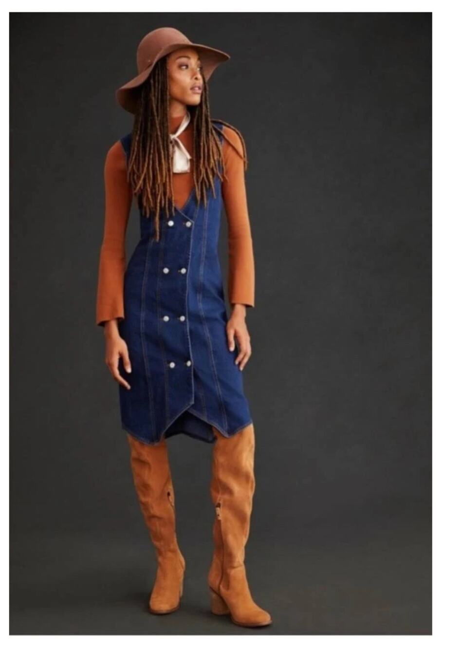 NEW Pilcro by Anthropologie Denim Vest Midi Dress Size US/10